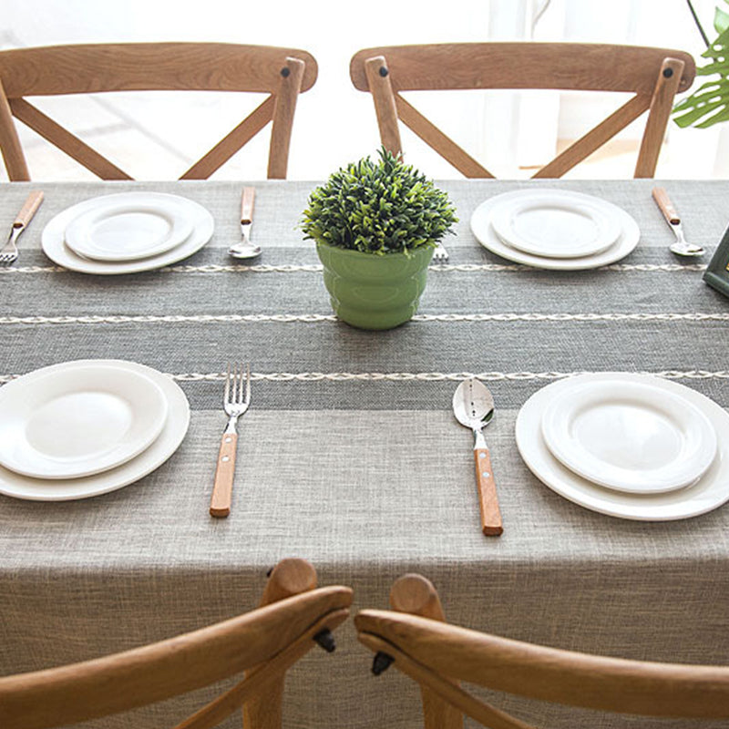 Set mantel lino 140 cm x 200 cm con 2 bowls vidrio templado 2 litros