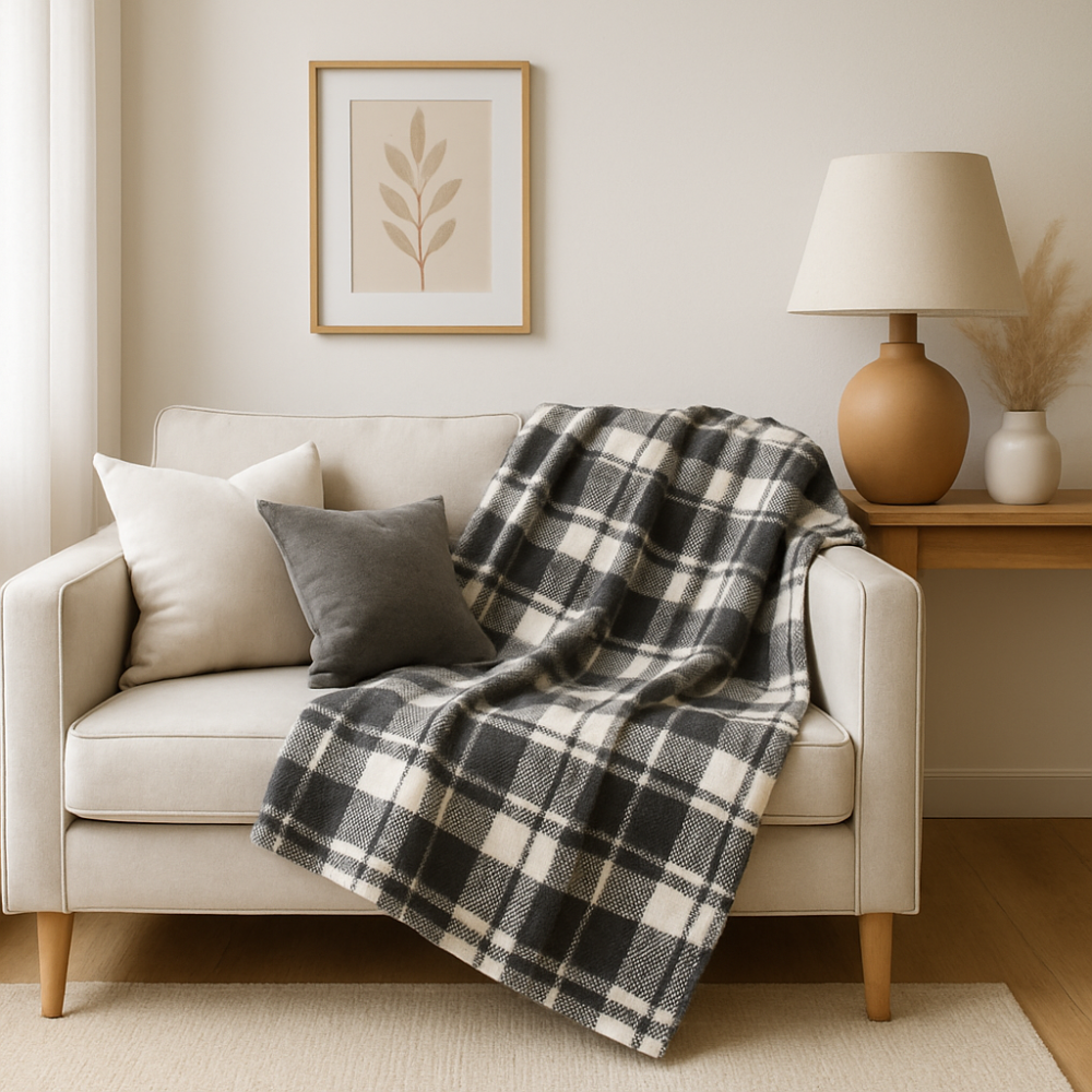 Manta Soft Tartan Gray – Elegancia Clásica y Suavidad Atemporal