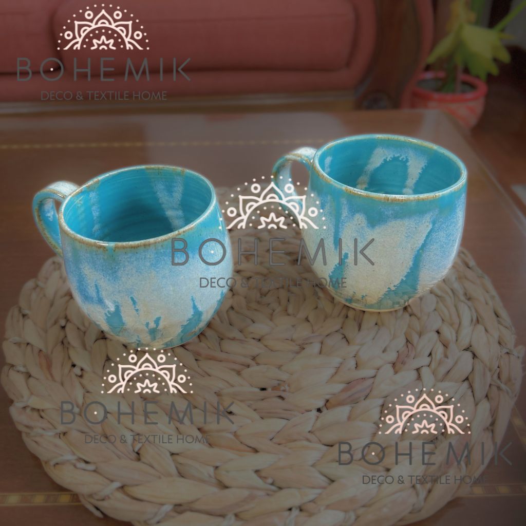 Set 2 Mug color Esmeralda Cerámica Gres