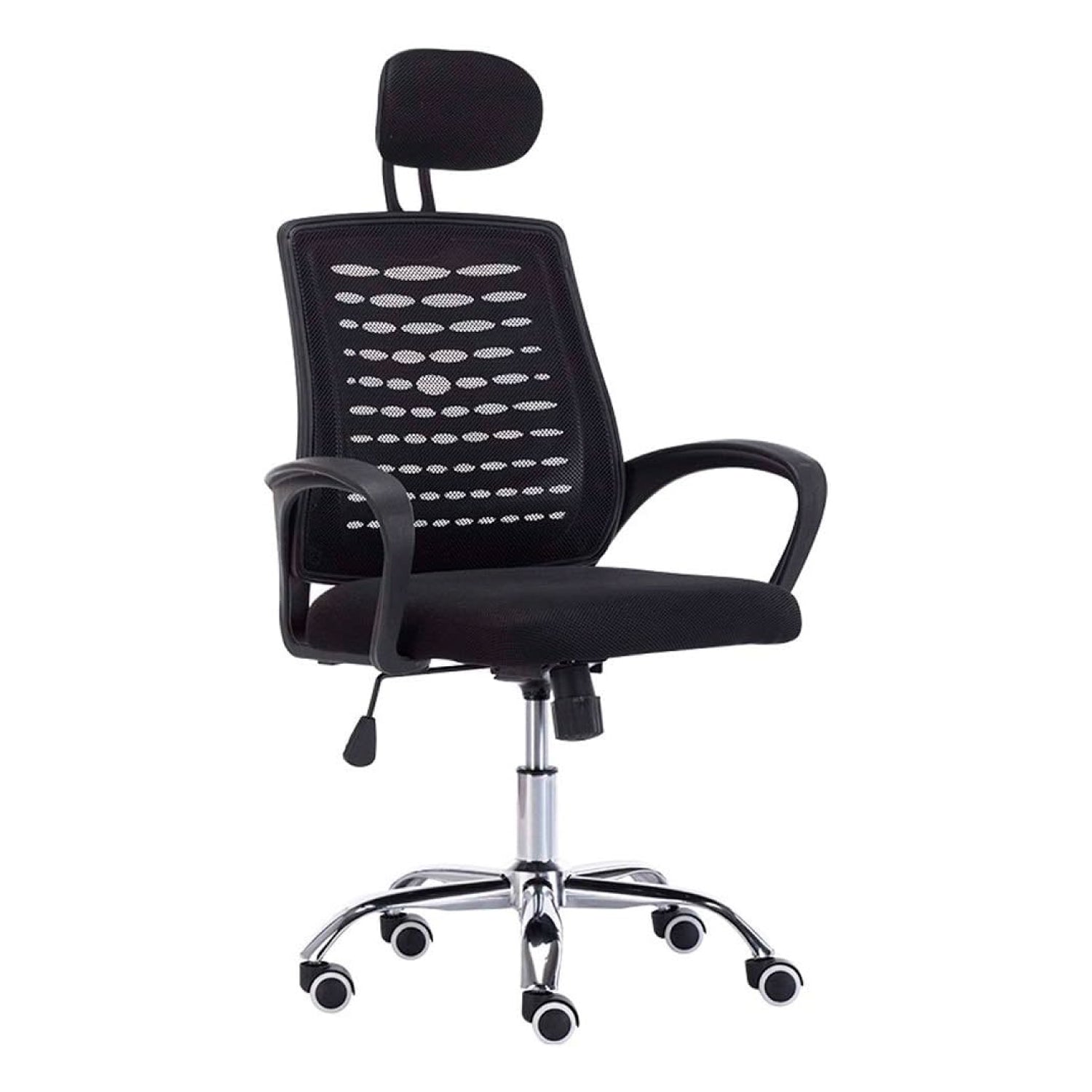 Silla oficina simply mesh negra con apoyabrazos y cabeza