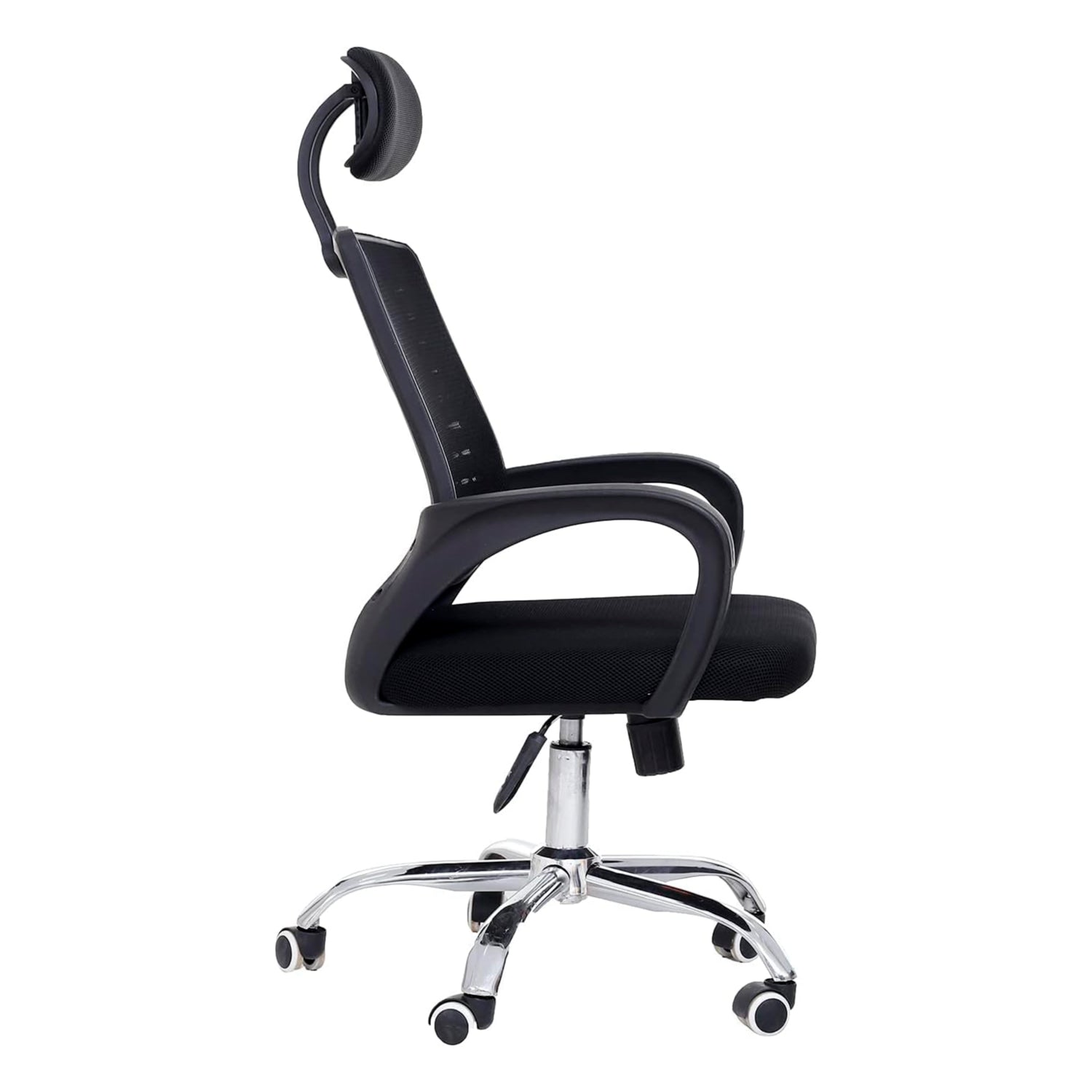 Silla oficina simply mesh negra con apoyabrazos y cabeza