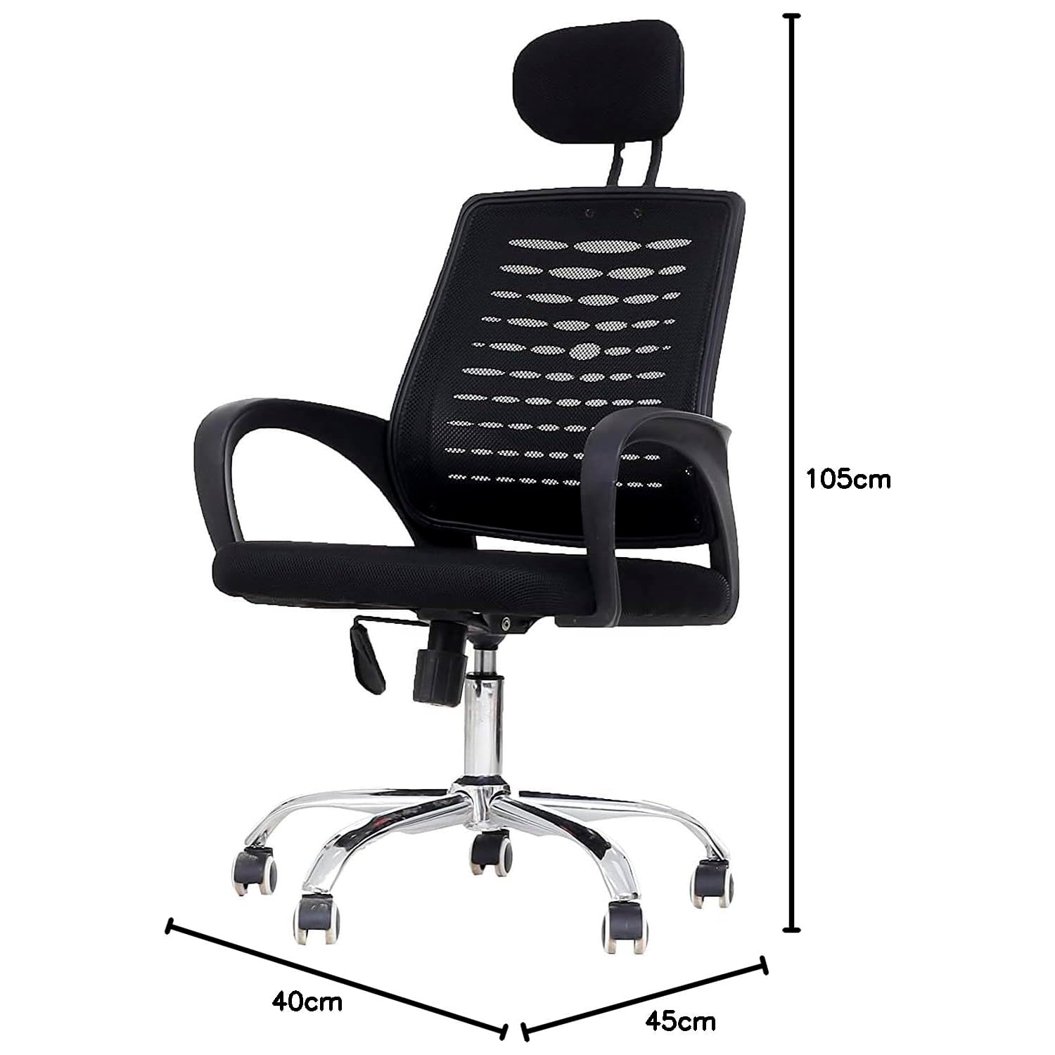 Silla oficina simply mesh negra con apoyabrazos y cabeza
