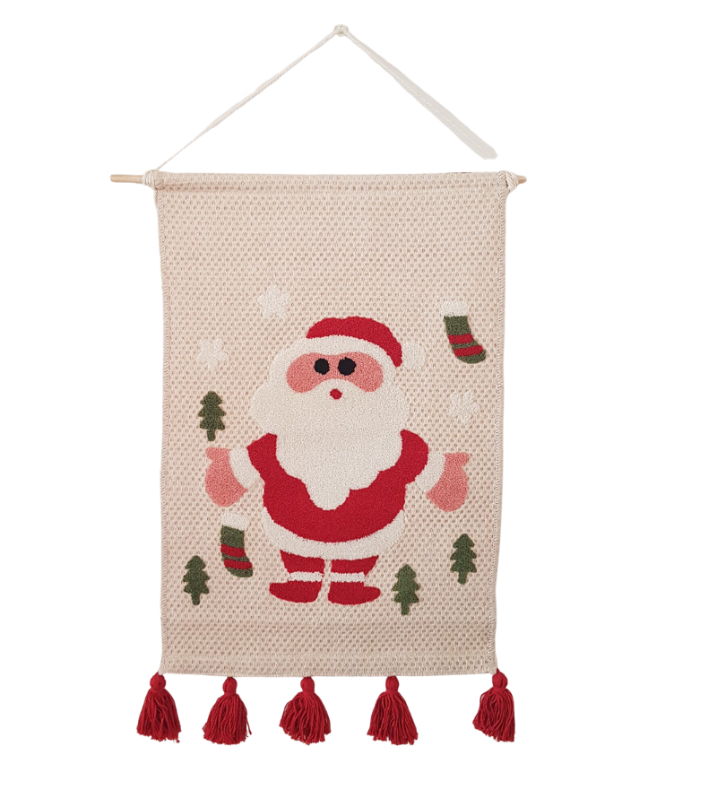 Tapiz Mural Boho Navideño Bordado de 60 cm x 40 cm
