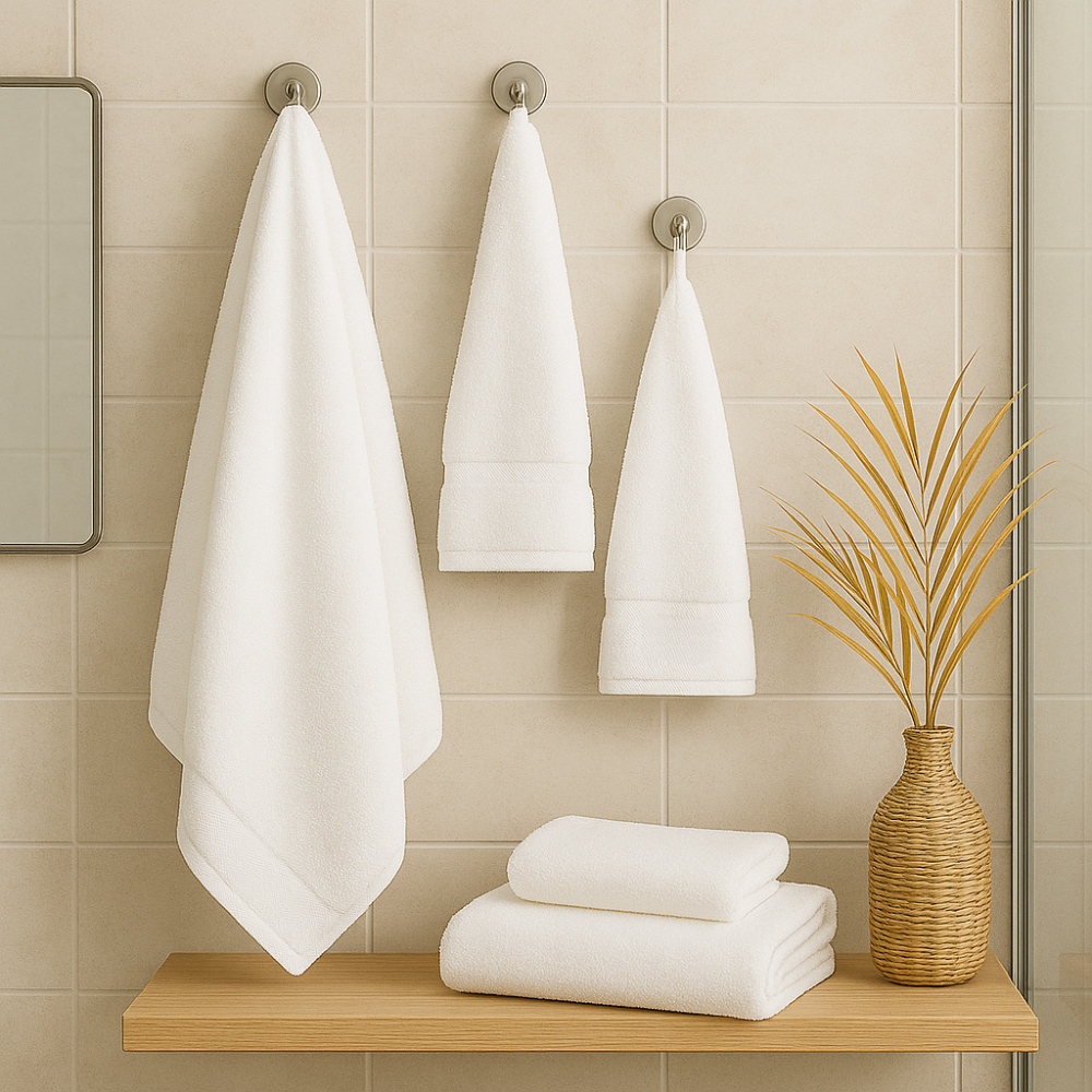 3 Toallas Royal Touch Blancas – Opciones de medidas. 100% Algodón 550 GSM