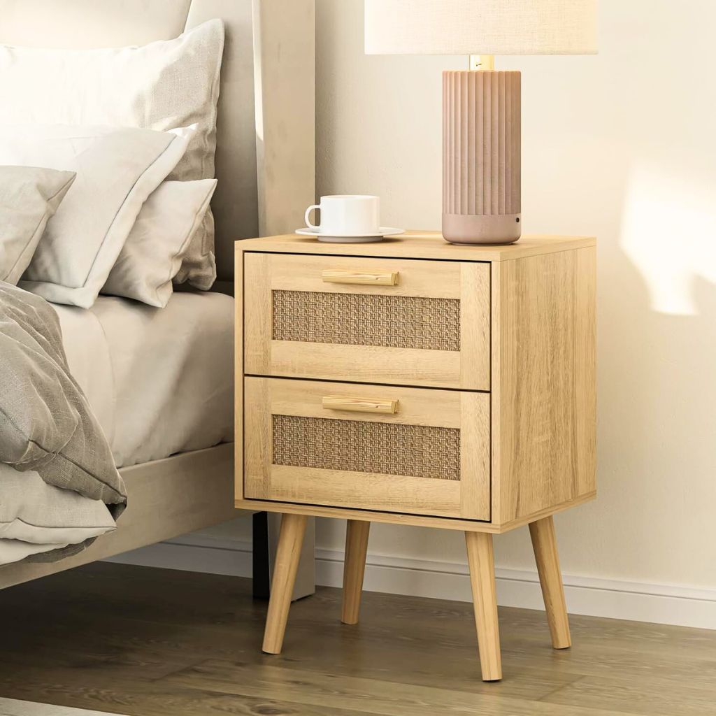 Velador Rústico doble cajón Claro