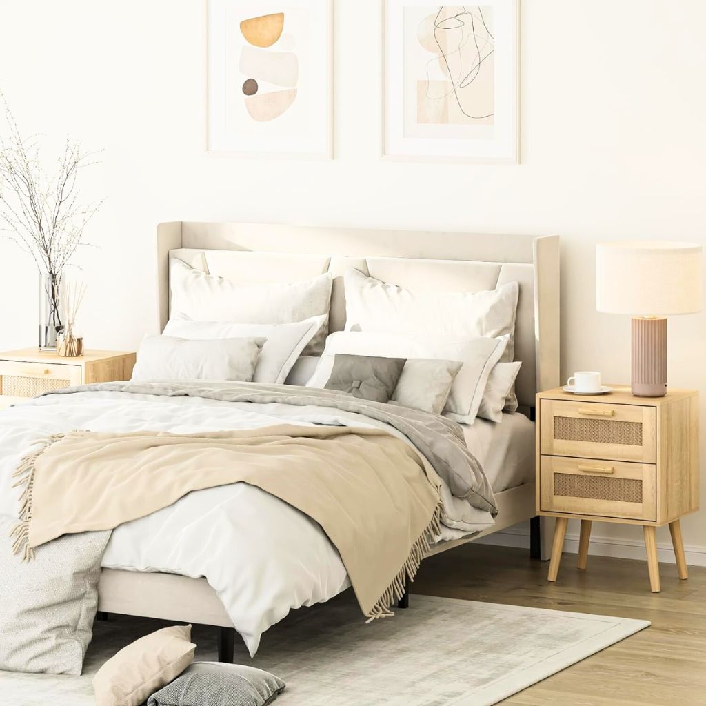 Velador Rústico doble cajón Claro