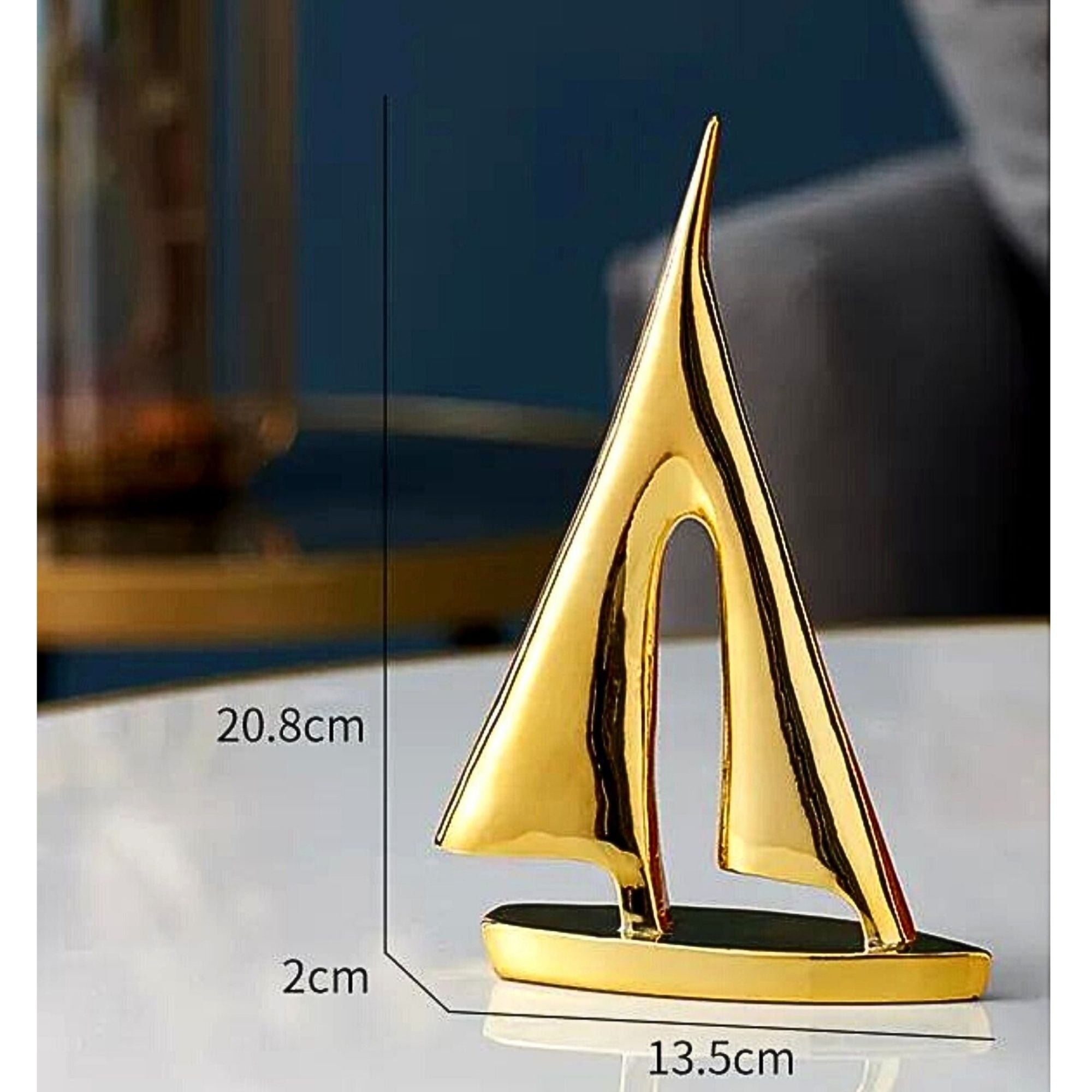 Velero Dorado Metálico 20,8 Cm Decoración