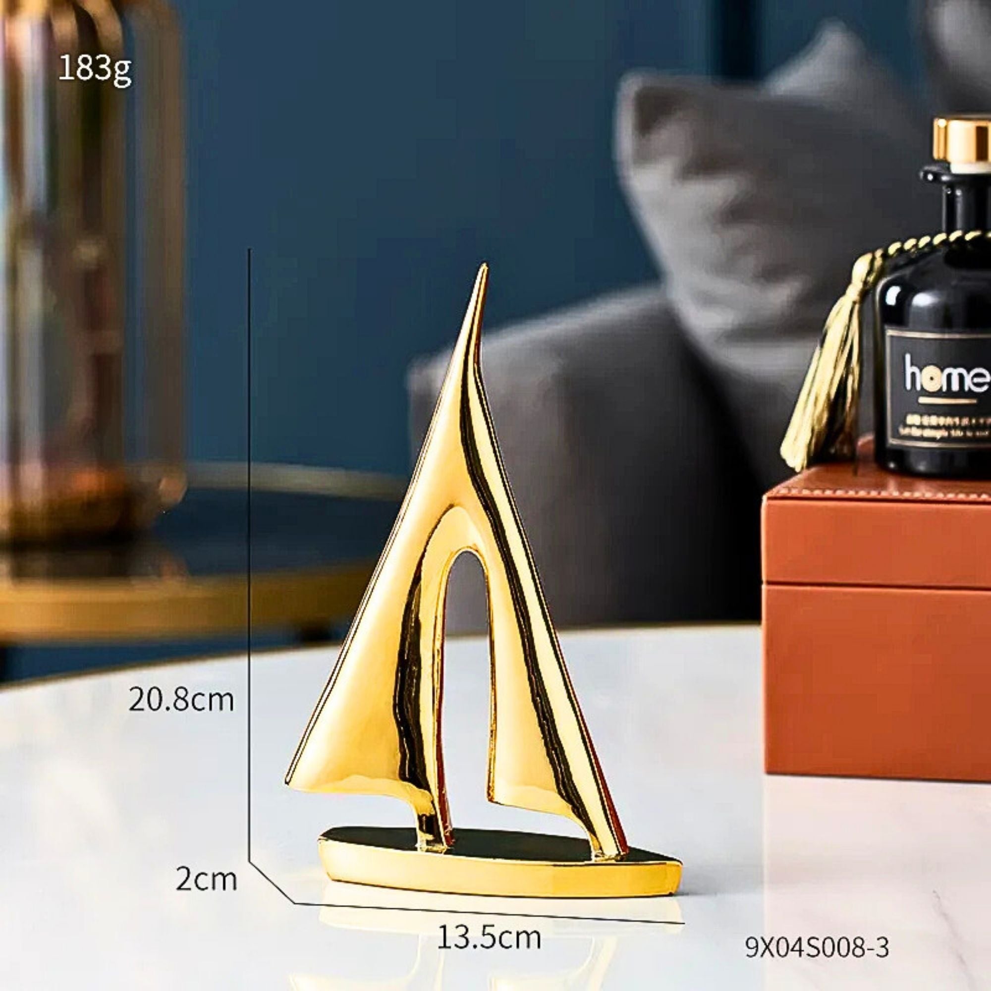Velero Dorado Metálico 20,8 Cm Decoración
