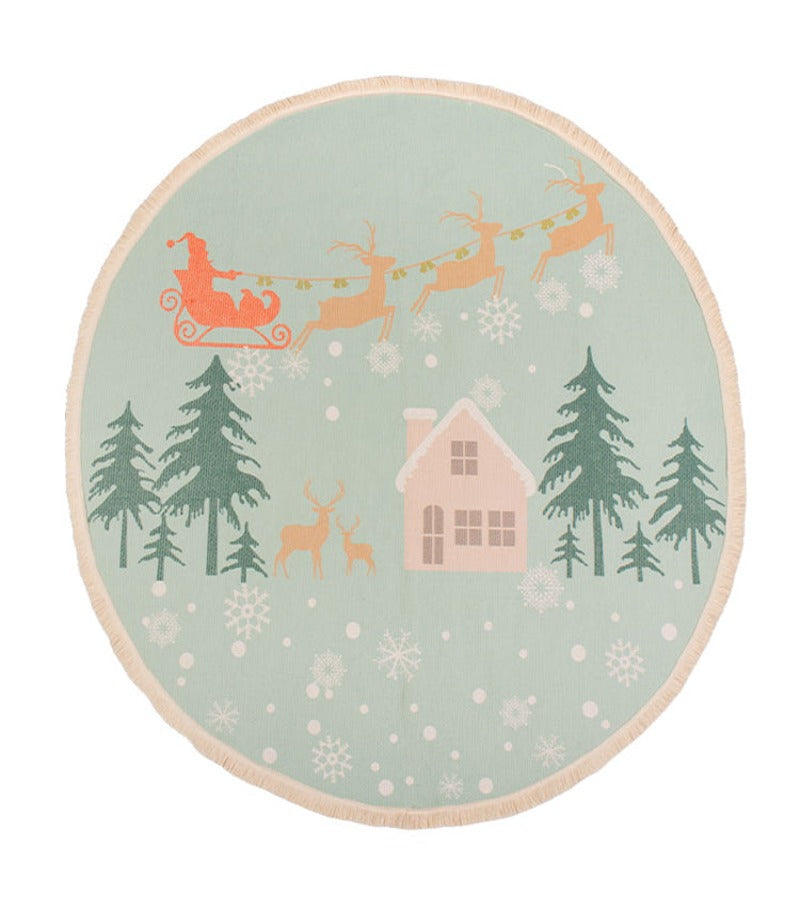 Alfombra de Navidad Redonda Trineo Pascuero 120 cm