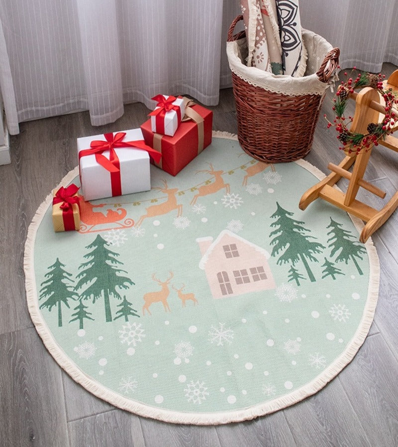 Alfombra de Navidad Redonda Trineo Pascuero 120 cm