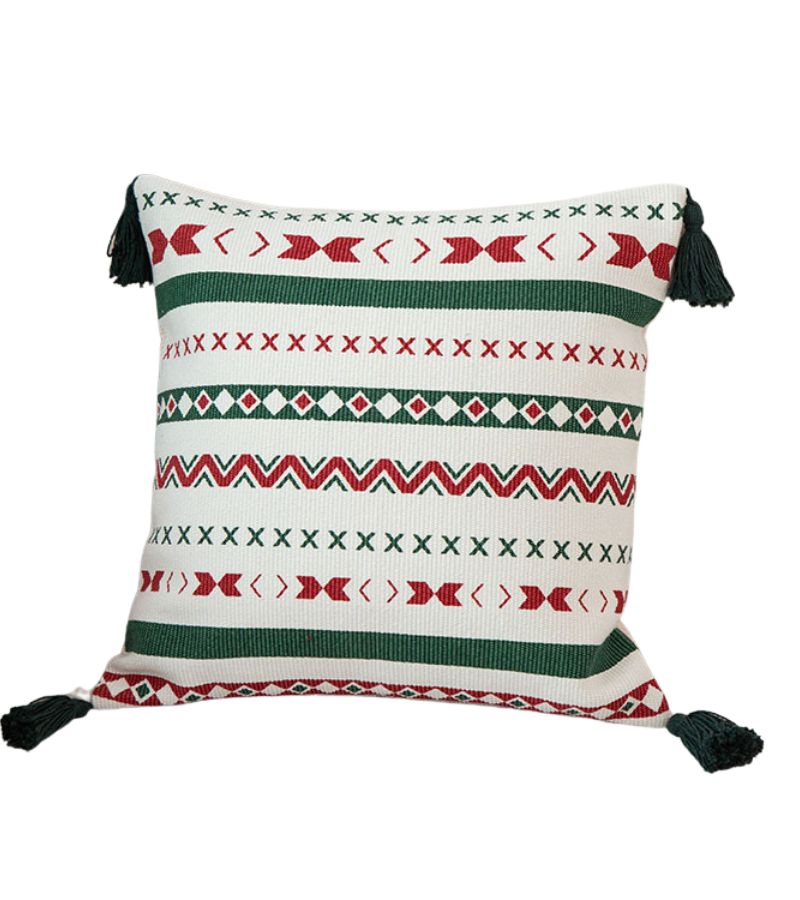 Pack Deco Navidad, incluye 2 Fundas Cojin y 2 Alfombras Franjas Verde