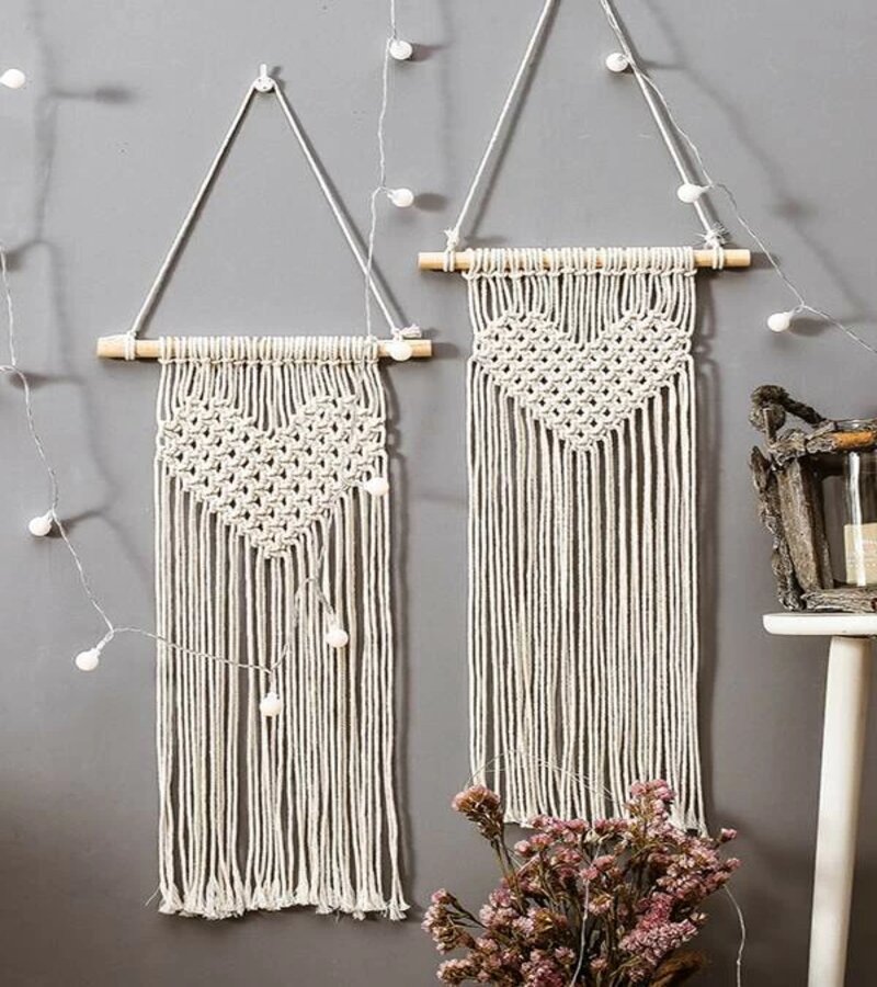 Macramé corazón hecho a mano