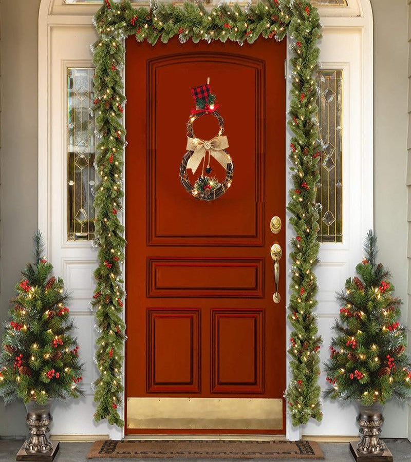 Colgante Puerta Adorno Navidad Ramitas con Luces