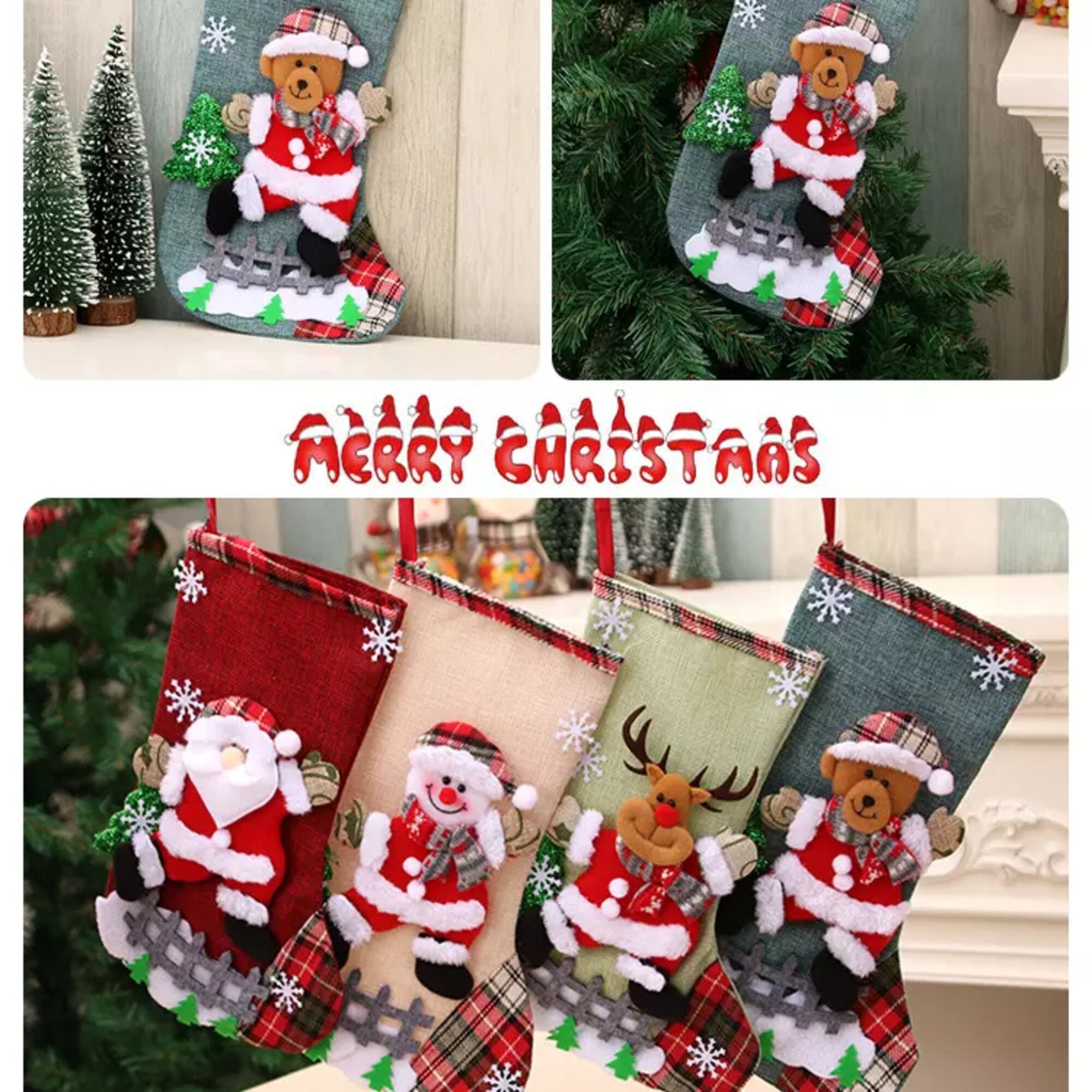 Pack 4 Botas de Navidad Aplicación Navideños