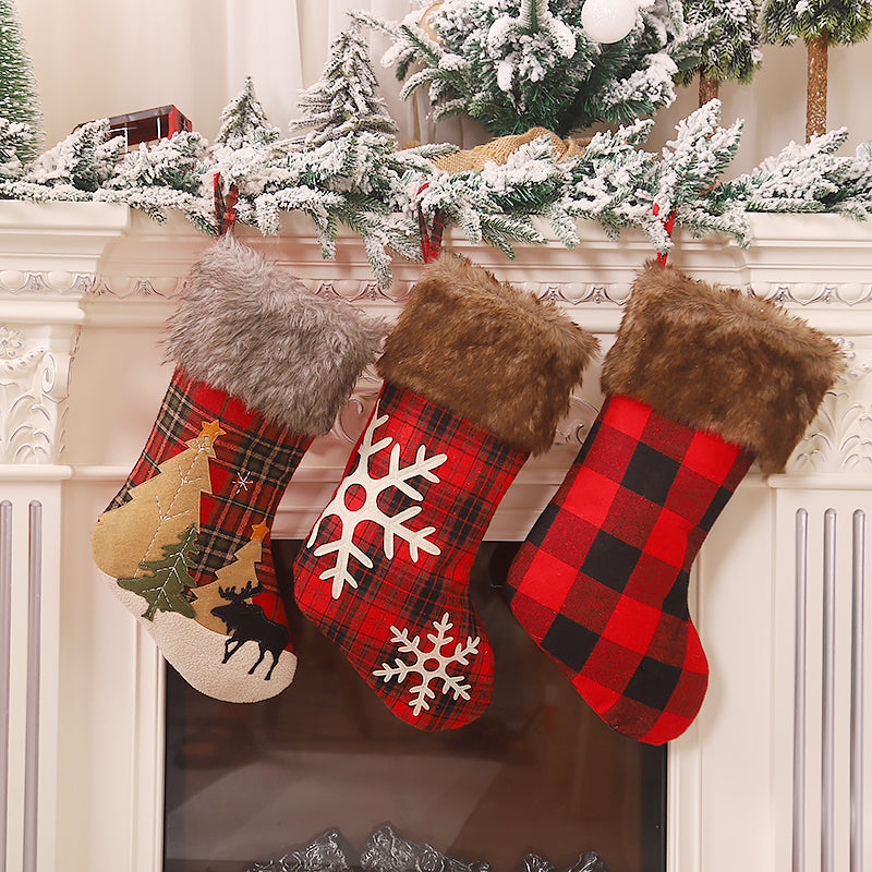 Pack 3 Botas de Navidad Escocés con Piel 47 cm x 26 cm