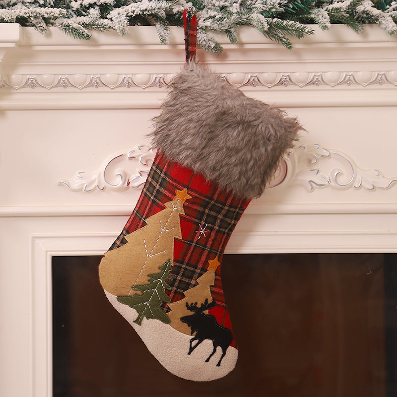 Pack 3 Botas de Navidad Escocés con Piel 47 cm x 26 cm