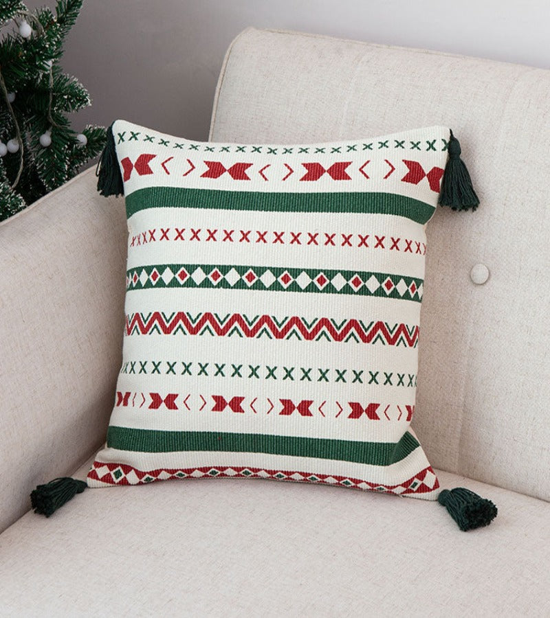 Pack Deco Navidad, incluye 2 Fundas Cojin y 2 Alfombras Franjas Verde