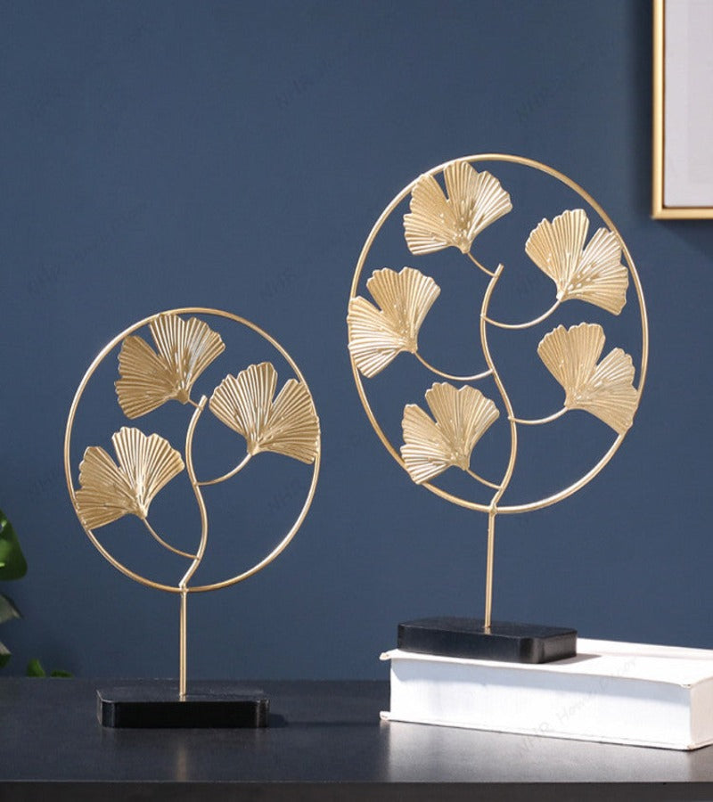 Figura Decorativa Metálica Hojas Ginkgo