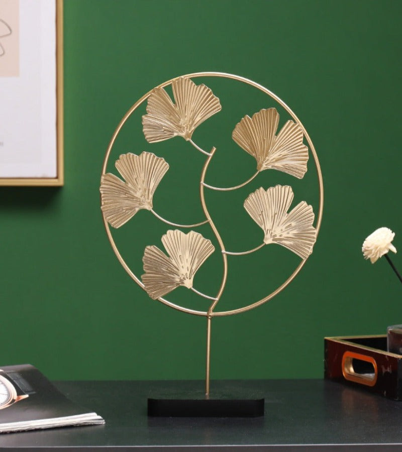 Figura Decorativa Metálica Hojas Ginkgo