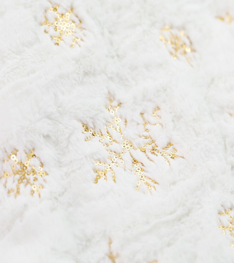 Faldón Arbol Naviidad Blanco Bordado Copo de Lentejuela 115 cm