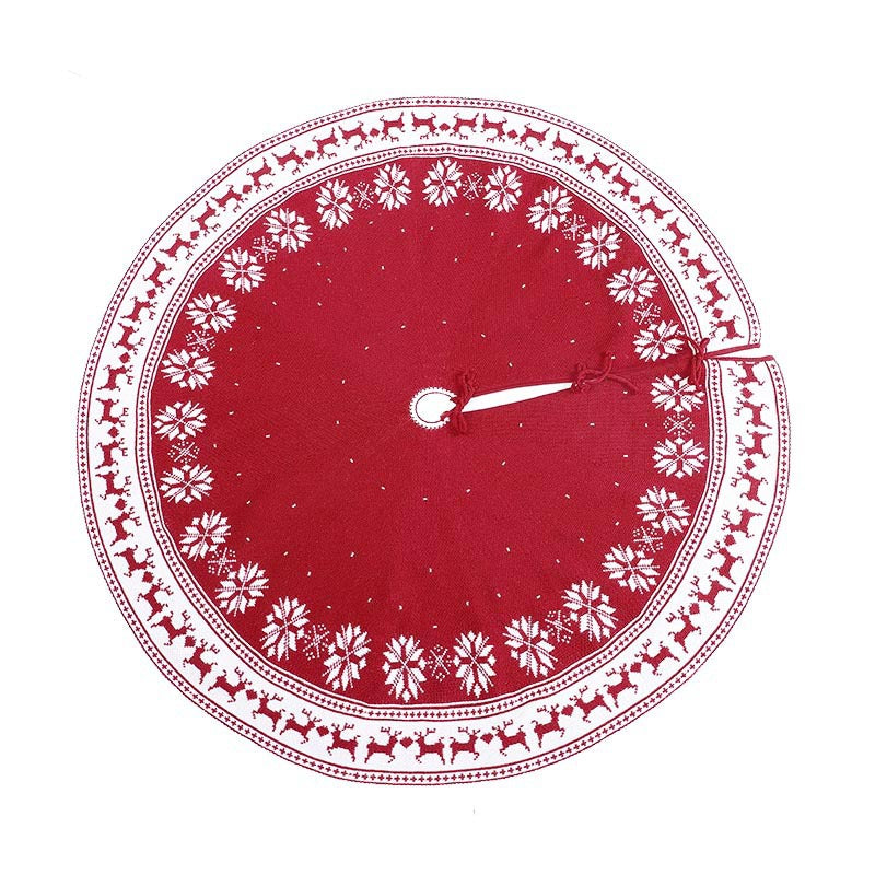 Faldón Boho para Arbol de Navidad Tejido Rojo con Vivos Blancos 120 cm