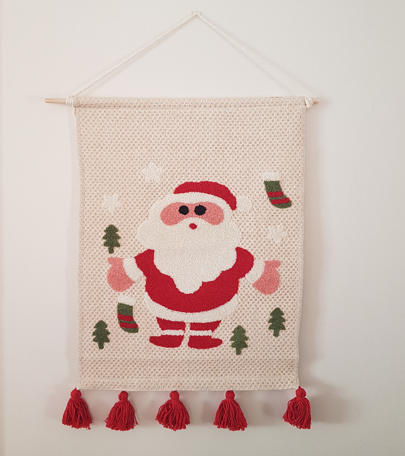 Tapiz Mural Boho Navideño Bordado de 60 cm x 40 cm