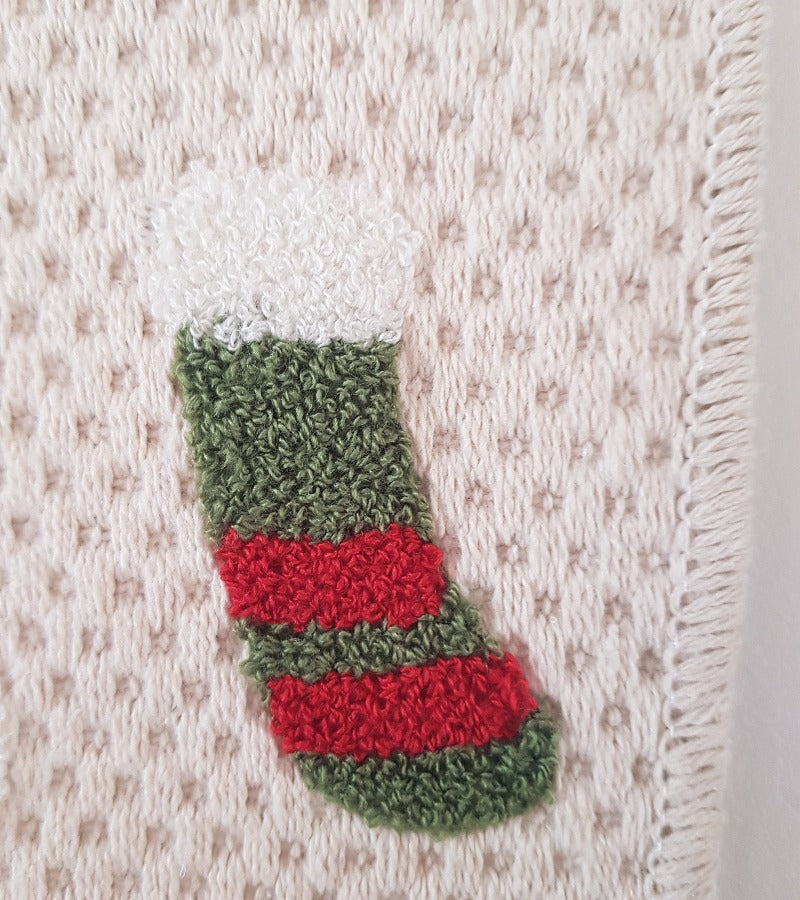 Tapiz Mural Boho Navideño Bordado de 60 cm x 40 cm
