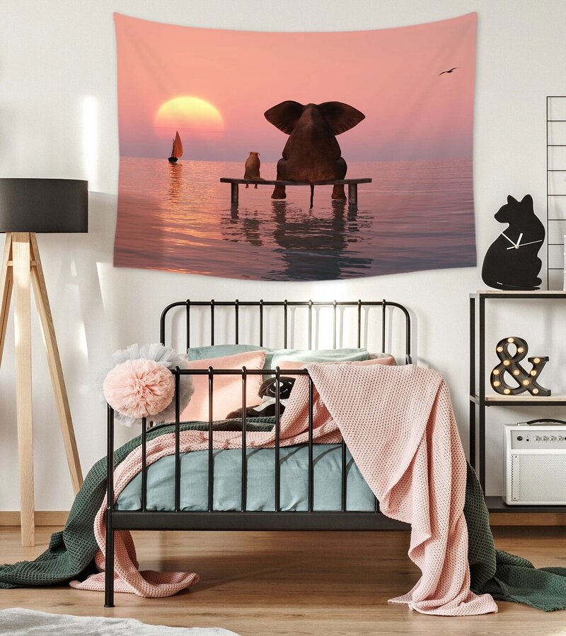 Soporte + Tapiz estampado elefante