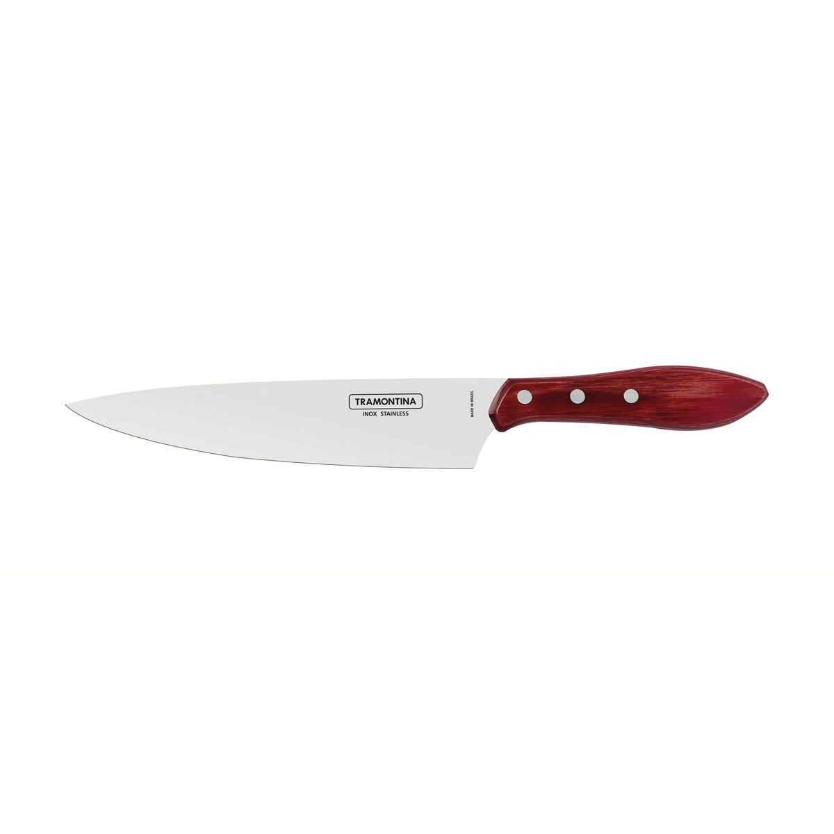 Kit para Asado Tramontina de Acero Inoxidable Mango Rojo Polywood con Estuche de Madera 4 Piezas