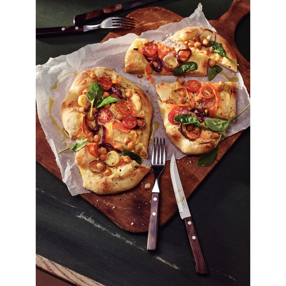 Juego de Cubiertos para Asado Tramontina de Acero Inoxidable con Mango Castaño Polywood, 12 piezas.