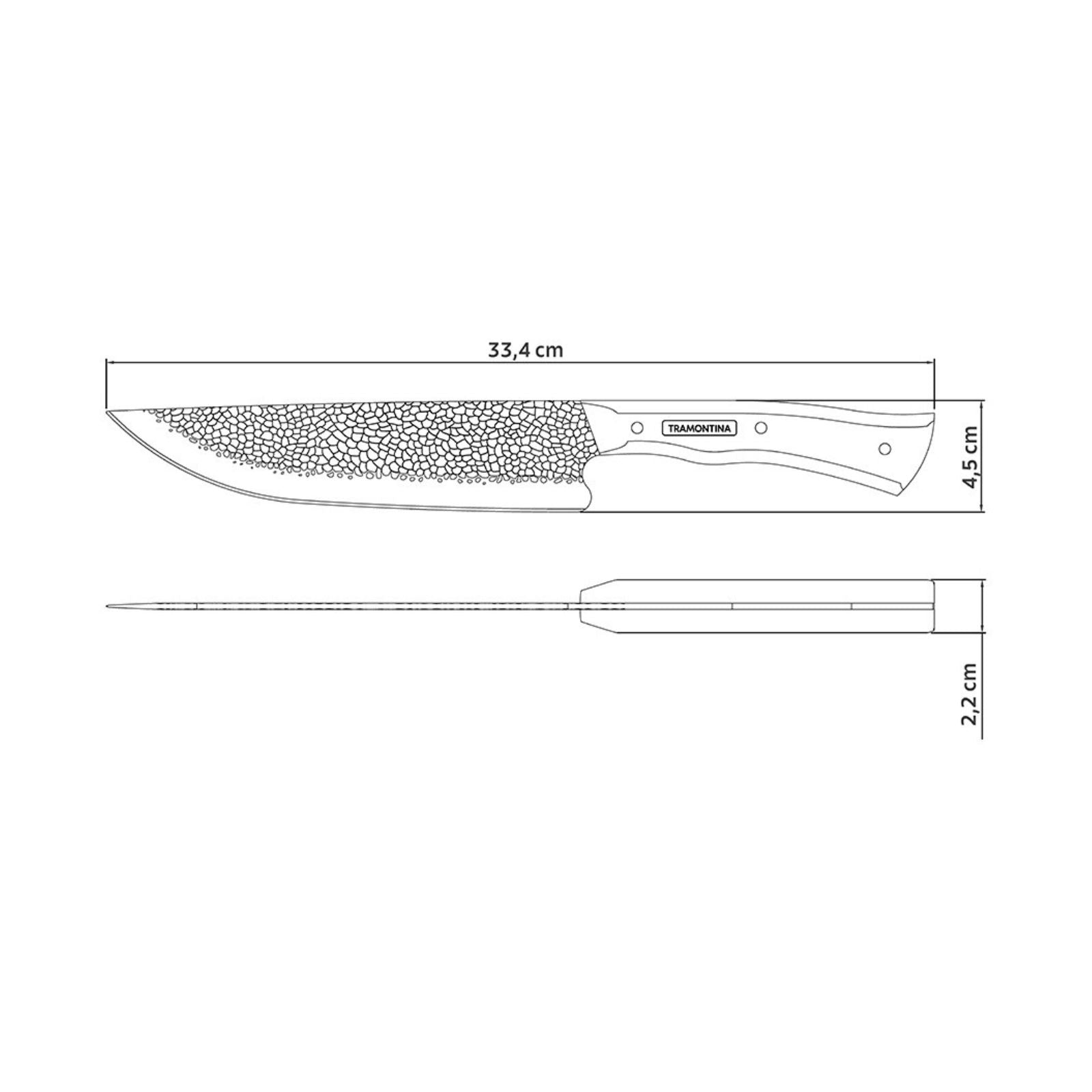 Cuchillo para Carne Tramontina Nômade con Lámina de Acero Inoxidable y Mango de Madera con Vaina de Cuero 8"