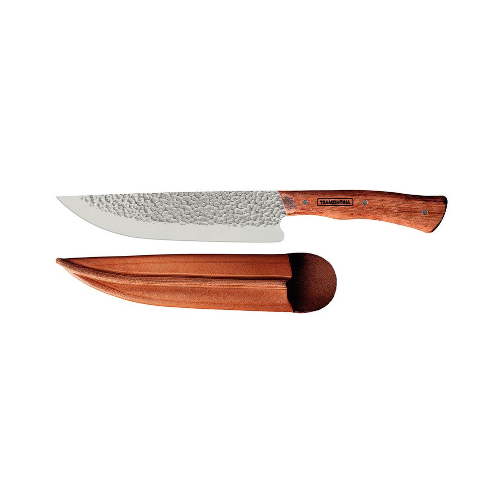 Cuchillo para Carne Tramontina Nômade con Lámina de Acero Inoxidable y Mango de Madera con Vaina de Cuero 8"