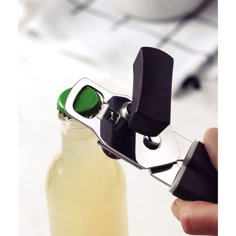 Abridor de Latas Tramontina Utilità en Acero Inoxidable con Mango de Polipropileno Negro