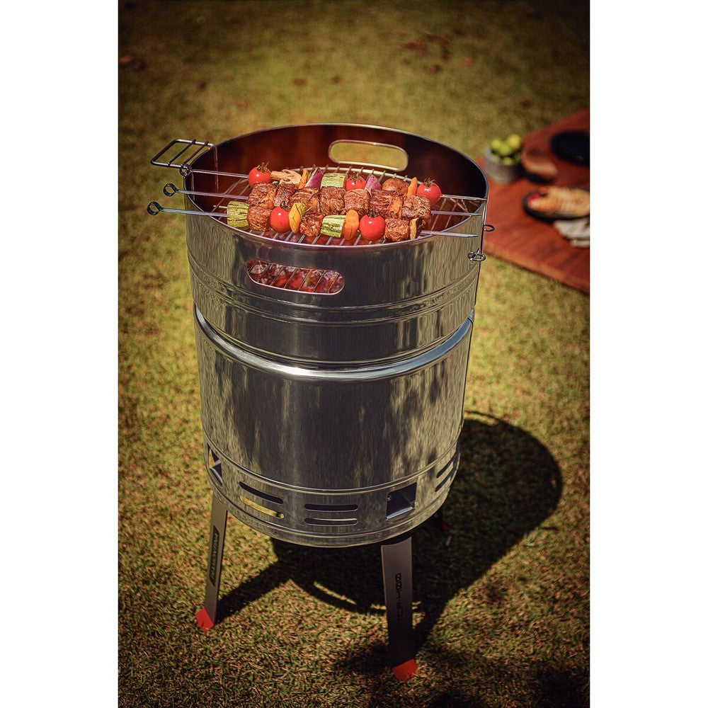Grill a Carbón Tramontina TCP 400 de Acero Inoxidable con Bandeja para Carbón de Acero Esmaltado
