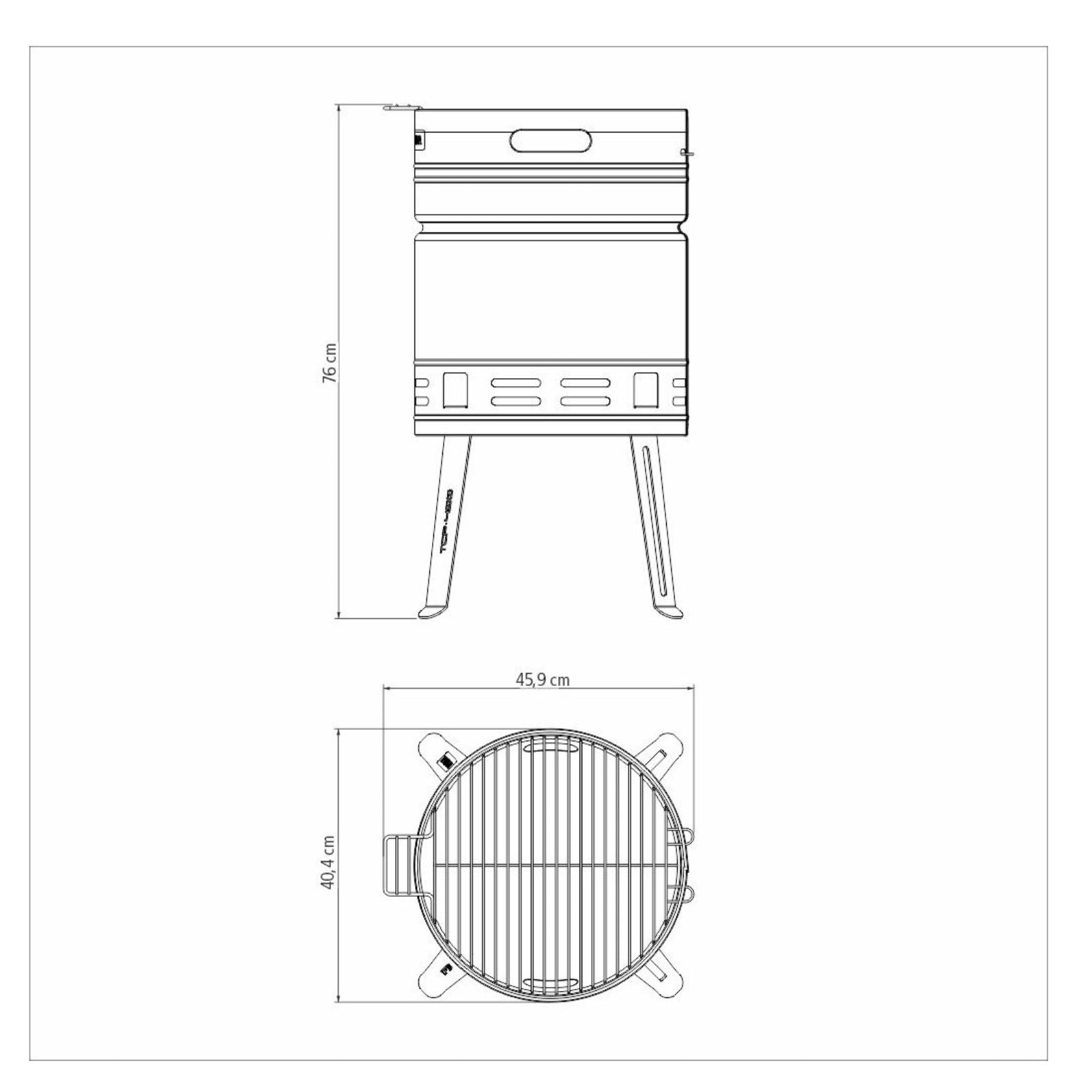 Grill a Carbón Tramontina TCP 400 de Acero Inoxidable con Bandeja para Carbón de Acero Esmaltado