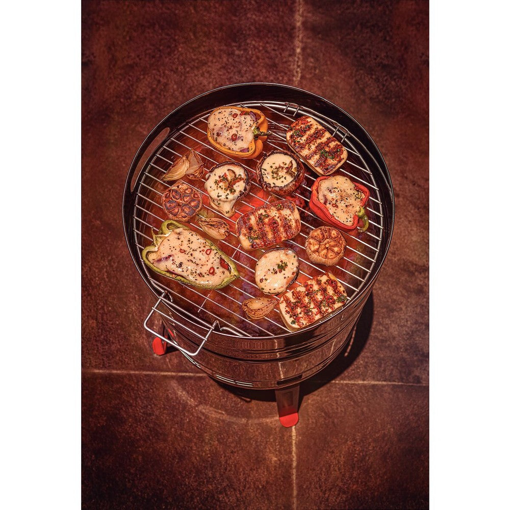 Grill a Carbón Tramontina TCP 400 de Acero Inoxidable con Bandeja para Carbón de Acero Esmaltado