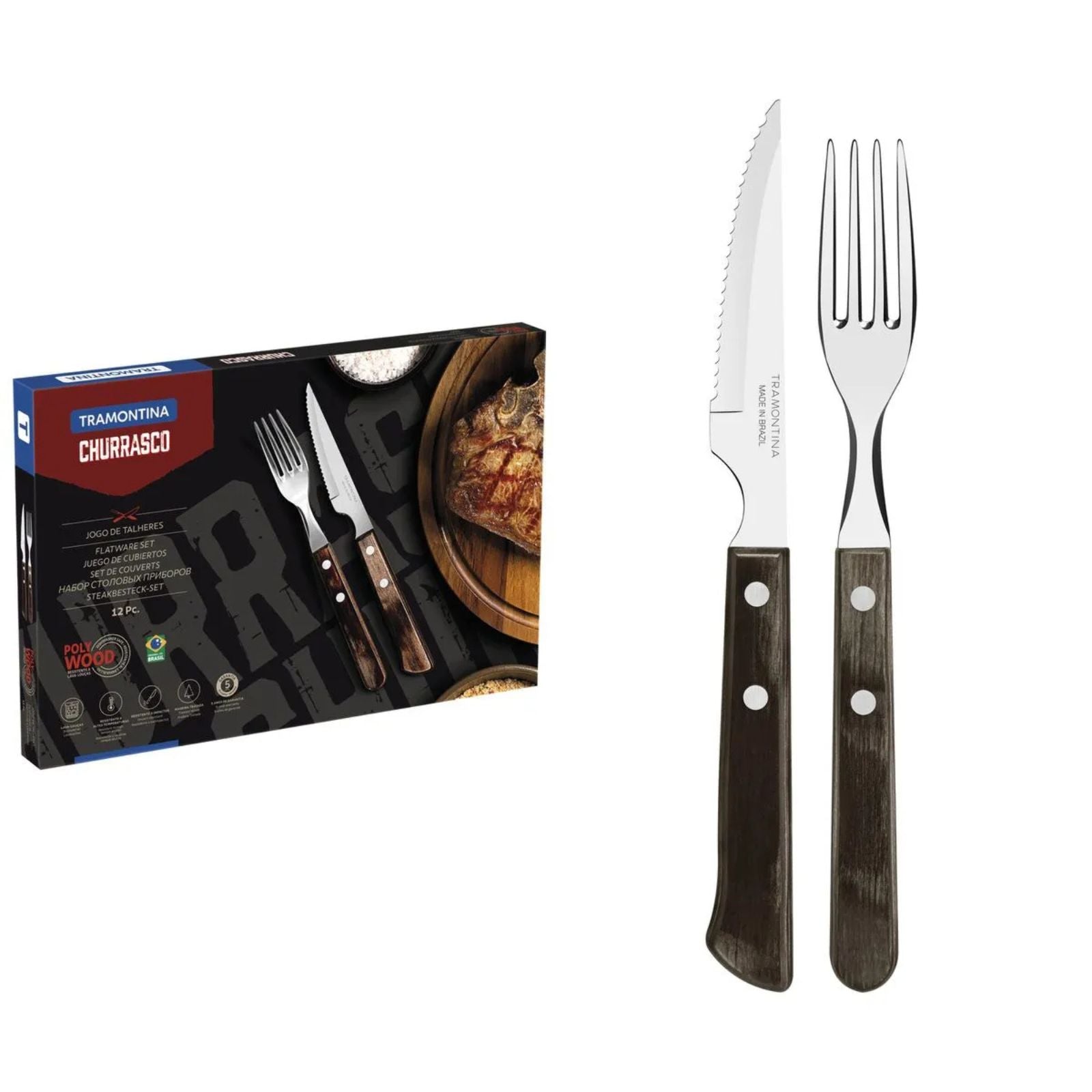 Set Mesa Parrillera Tramontina con Copas Bekaa, Vasos Vikings y Mantel