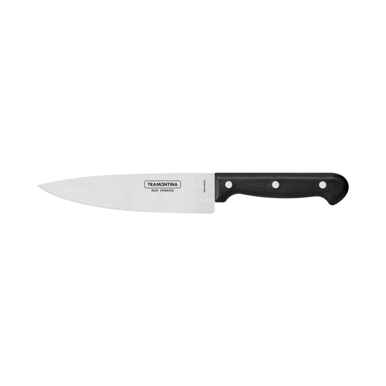 Juego de Cuchillos Tramontina Ultracorte con Láminas de Acero Inoxidable, Mangos de Polipropileno negro y soporte de madera 6 Piezas