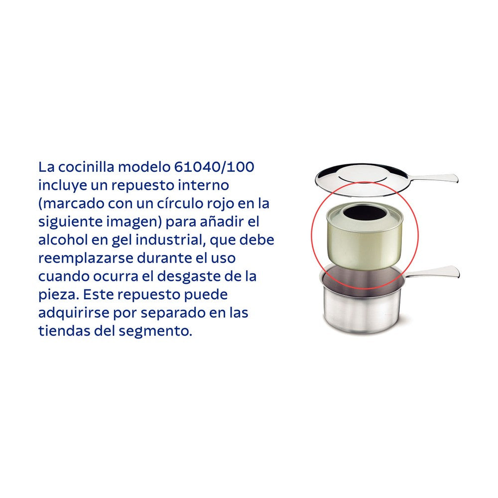 Rechaud rectangular de acero inoxidable baño maría, tapa móvil con brasero y cuba GN 1/1 y 9l Tramontina