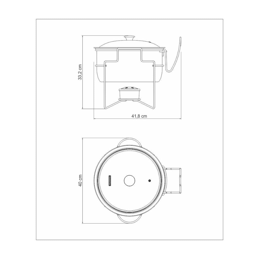 Rechaud baño maría de acero inoxidable de 7 l con hornalla