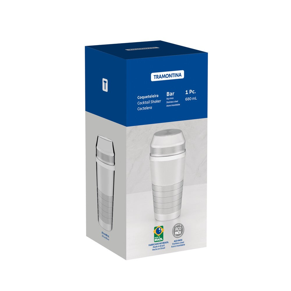 Coctelera Tramontina Millenium de acero inoxidable con detalles opacos 680 ml