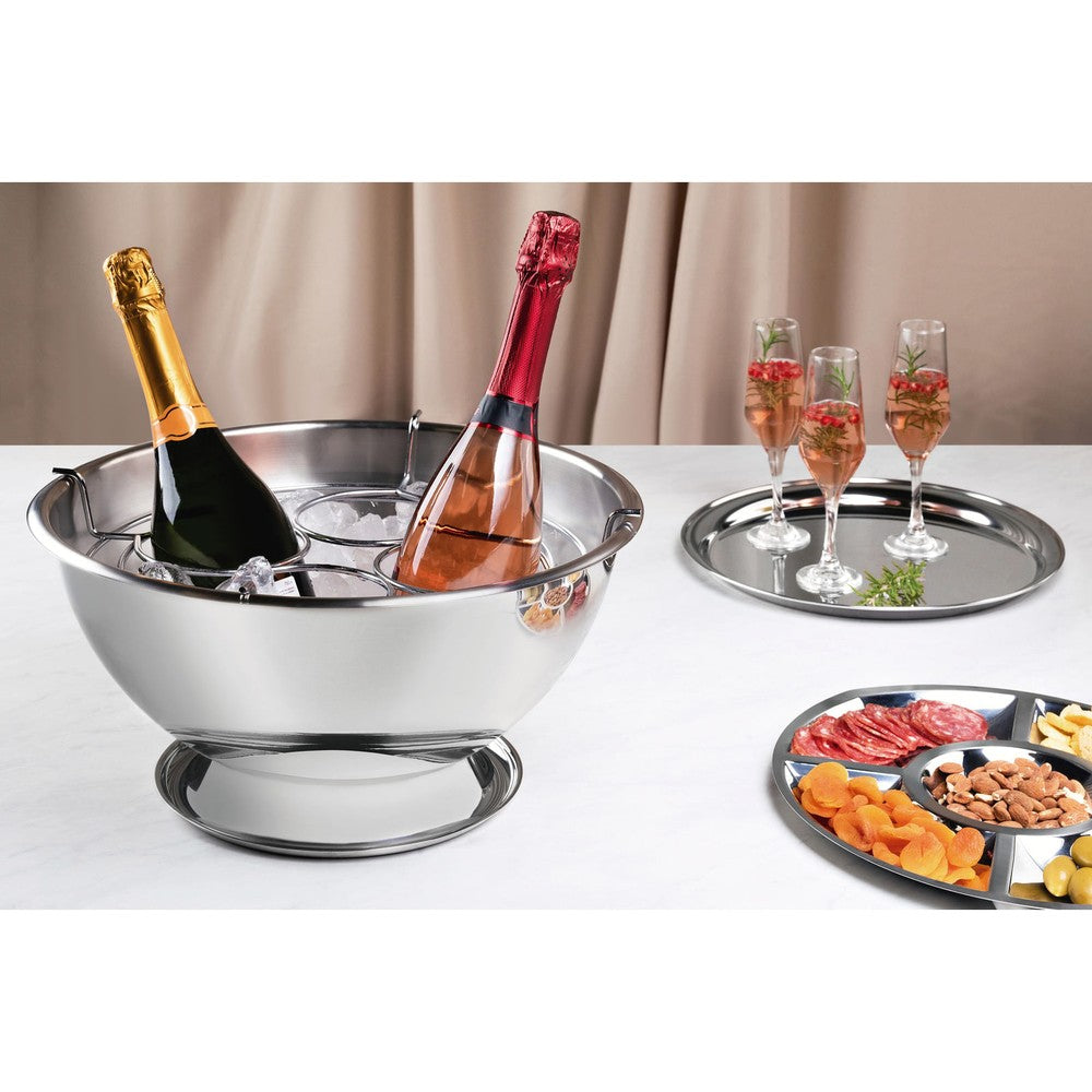 Champañera Tramontina de acero inoxidable con soporte para 4 botellas 36 cm 12,4 L
