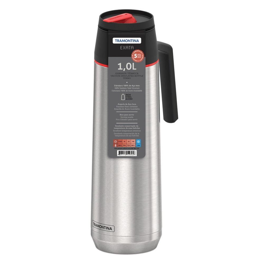 Termo con sifón Exata de acero inoxidable con ampolla de acero 1 L Tramontina