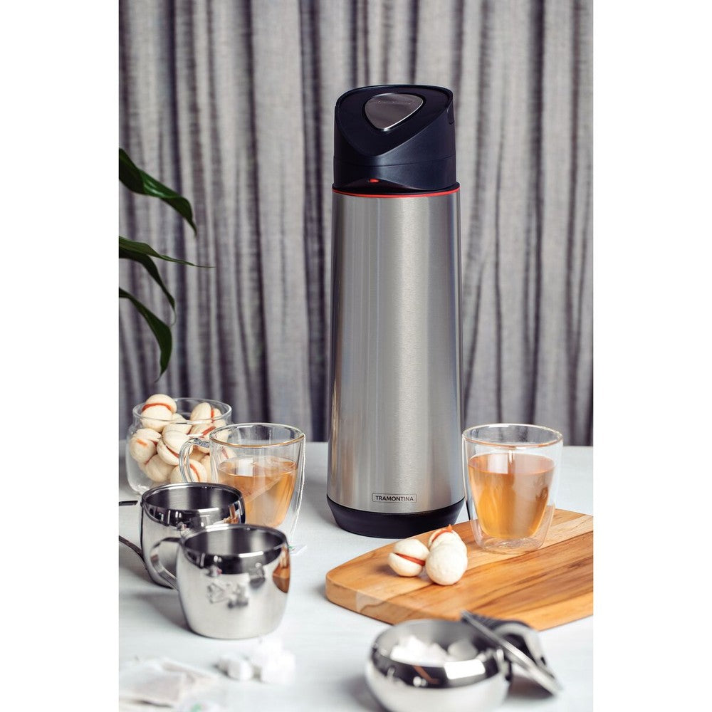 Termo con sifón Tramontina Exata de acero inoxidable con ampolla de vidrio 1,8 L