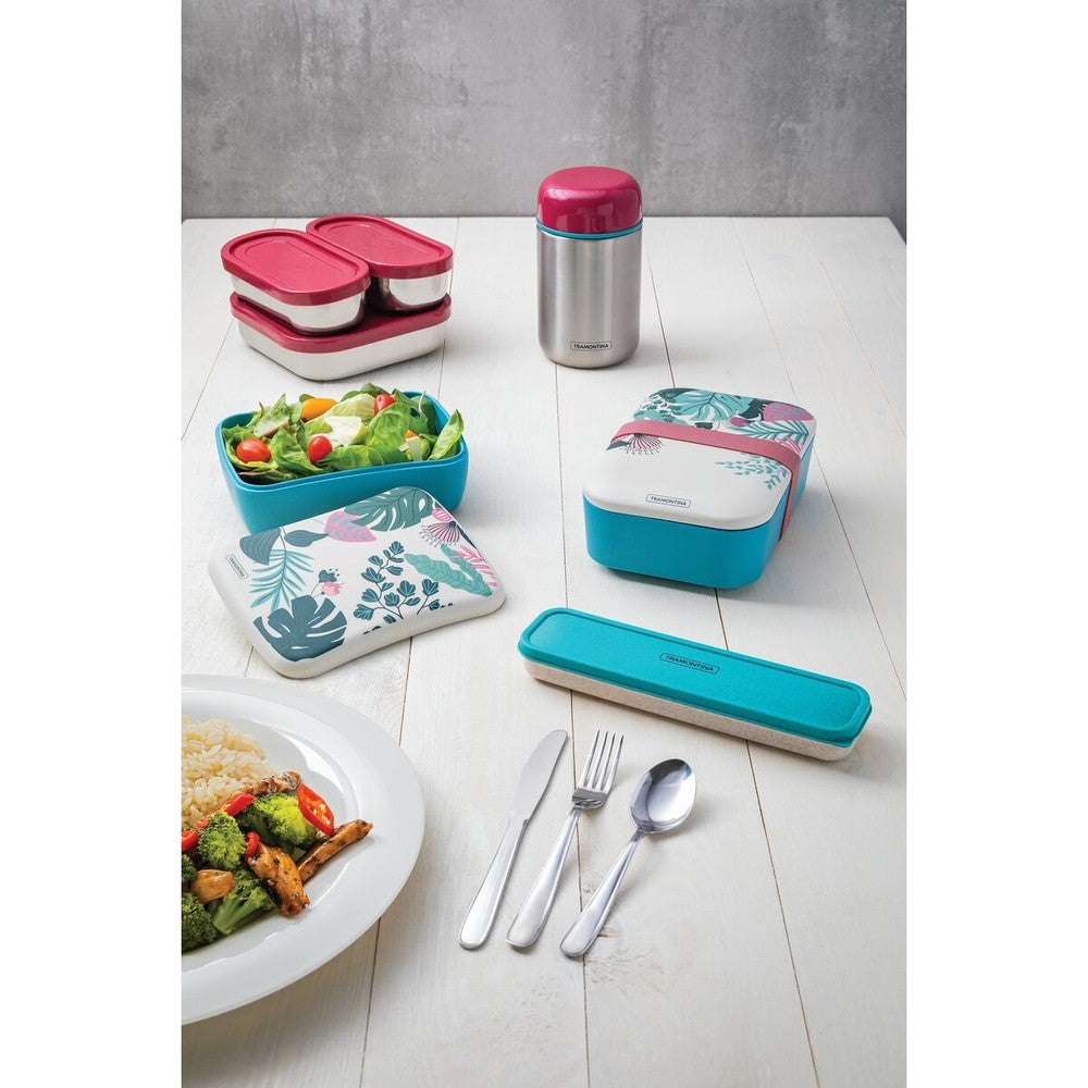 Contenedor térmico de acero inoxidable con tapa rosa de 400 ml Tramontina