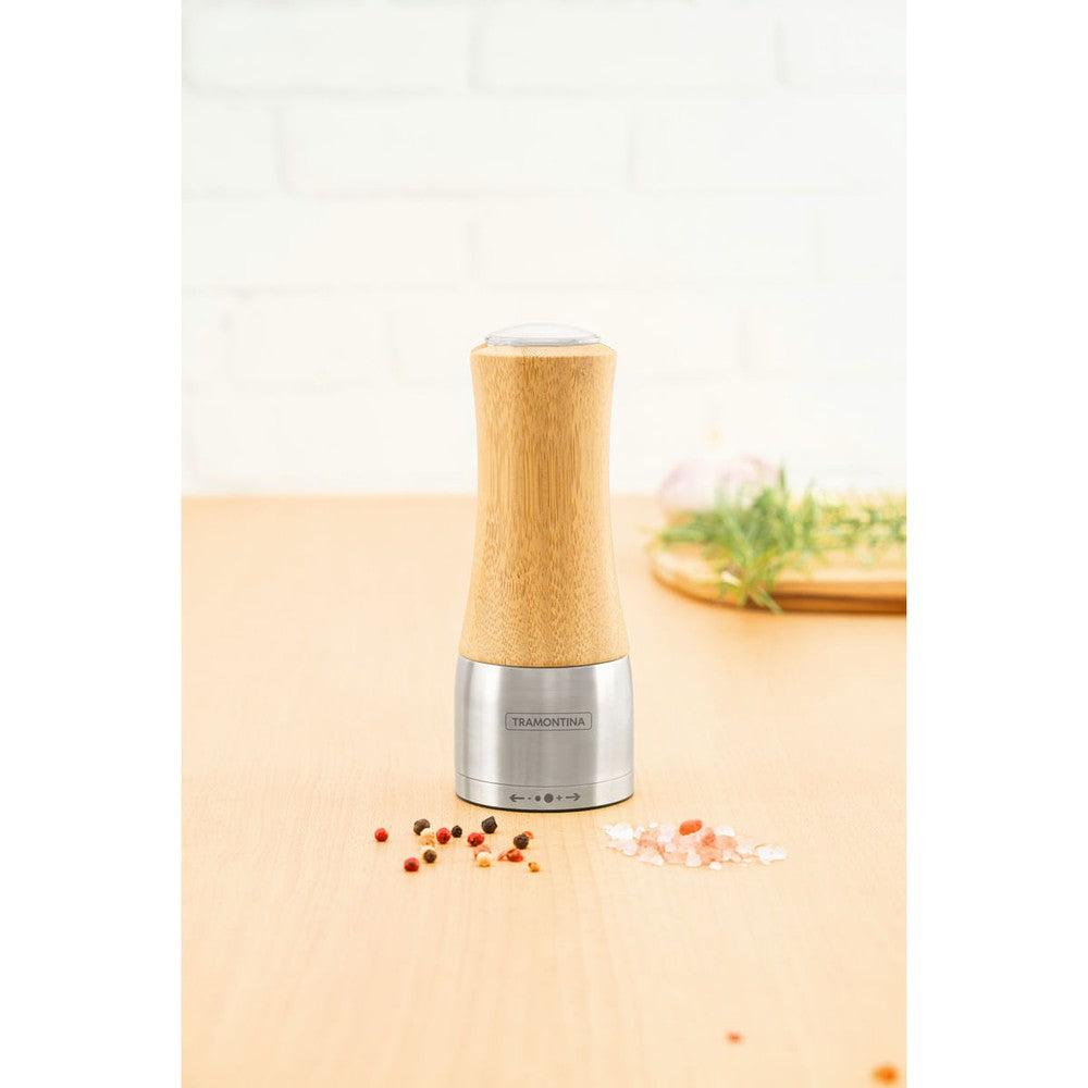 Molinillo Tramontina Realce para sal o pimienta de bambú y acero inoxidable con molino de cerámica