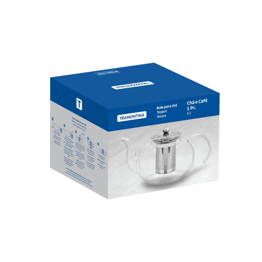 Jarra para té de vidrio y acero inoxidable con infusor de 1l Tramontina