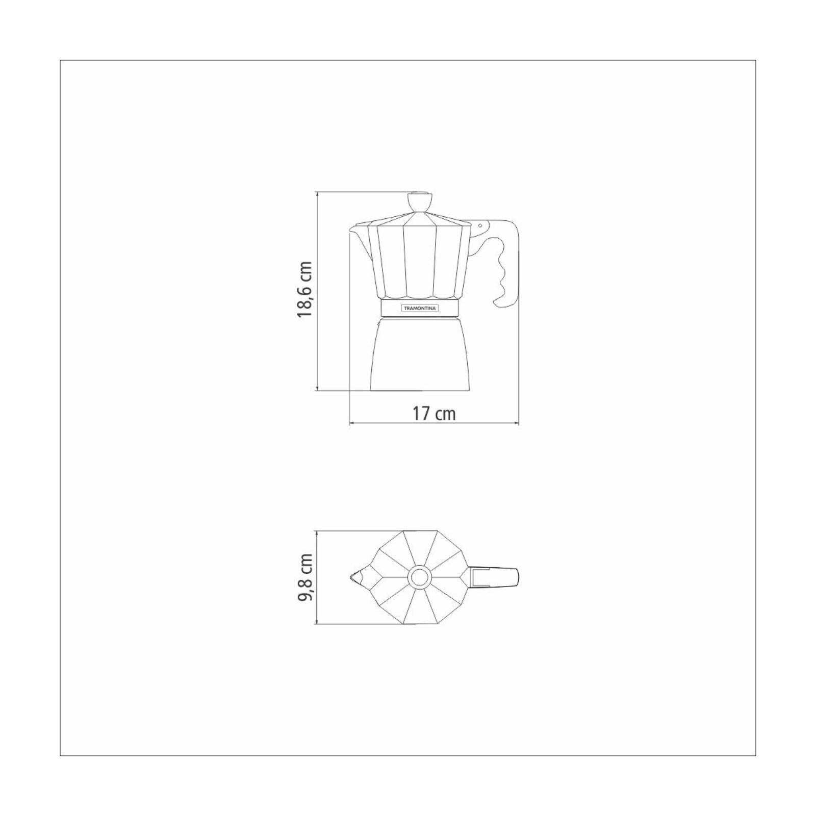 Cafetera Expresso Italiana Tramontina en Aluminio con Mango en Nylon 320 ml