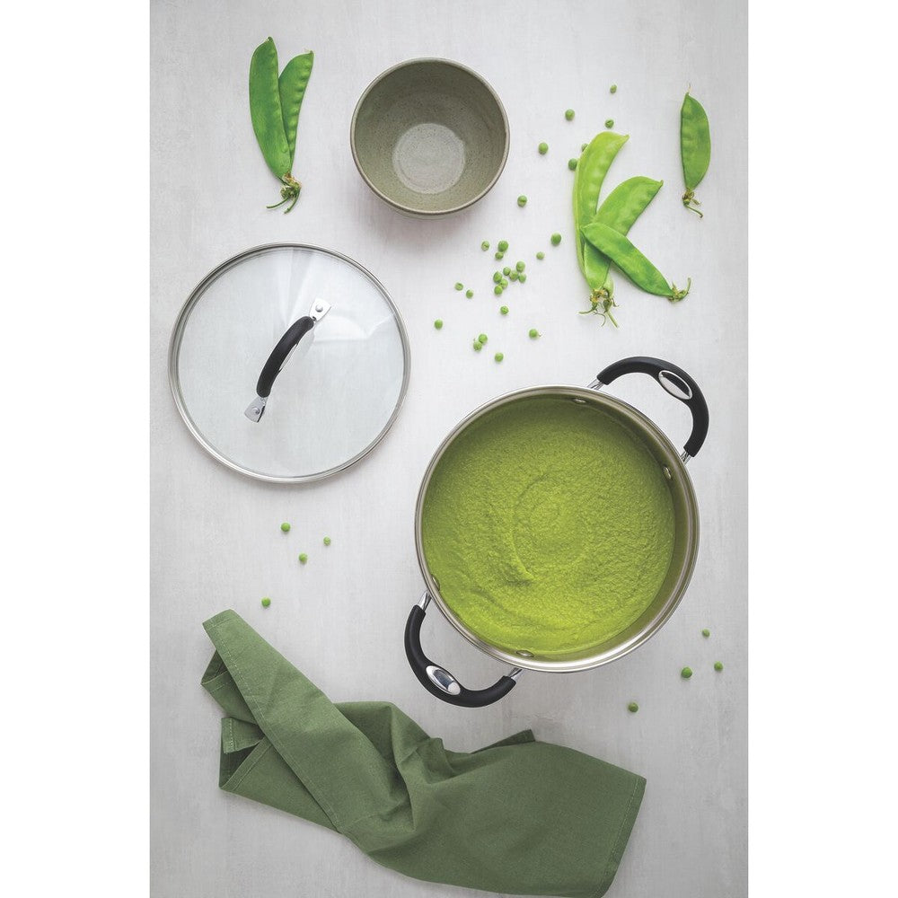 Olla alta Astro Silicone de acero inoxidable con fondo triple con tapa de vidrio de 30 cm y 15,2l Tramontina