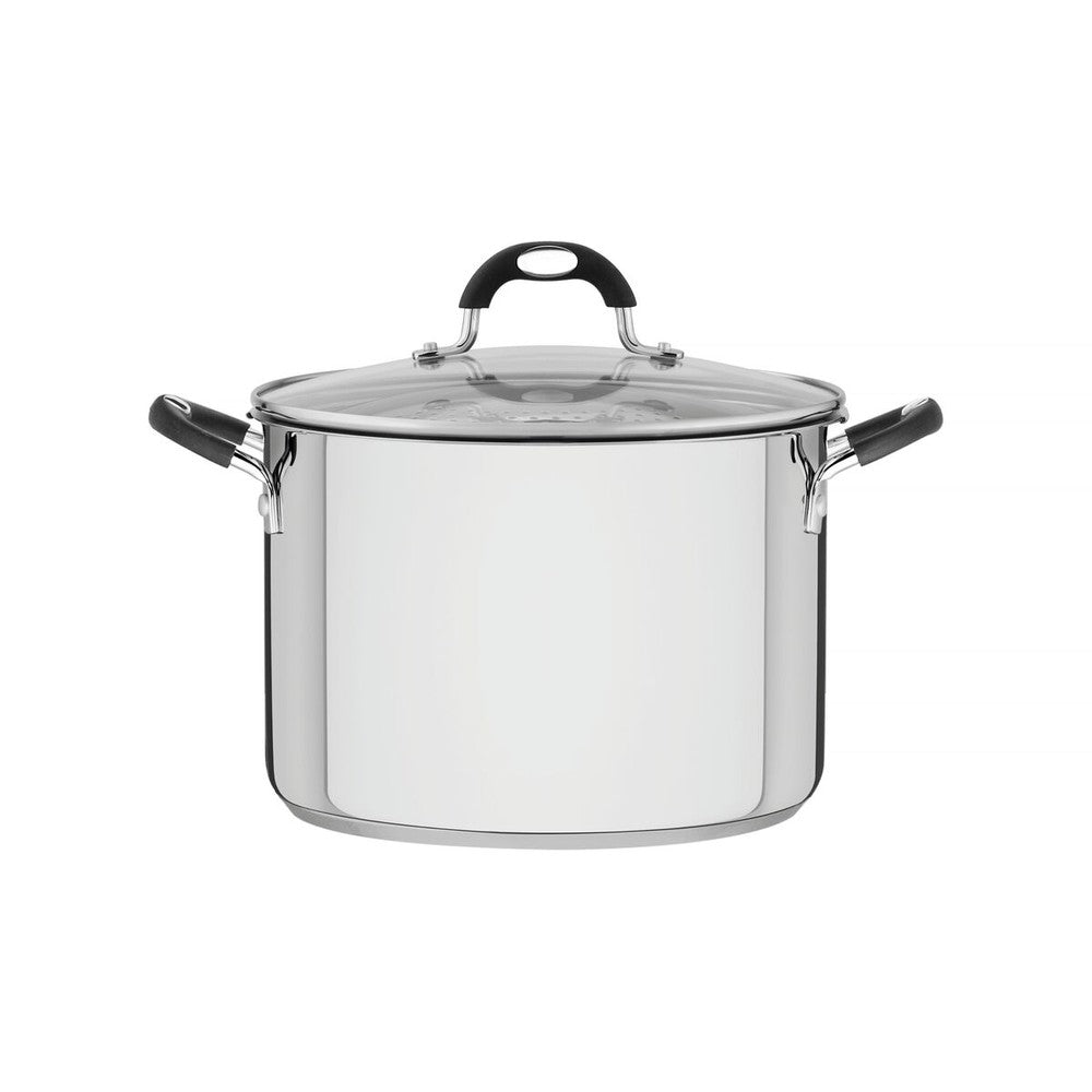 Olla para spaghetti Astro Silicone de acero inoxidable con fondo triple con tapa de vidrio de 24 cm y 6,1l Tramontina